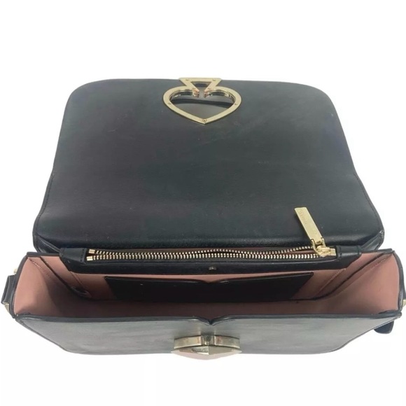 Kate Spade Nicola Black and Pink Crossbody Bag with Enameled Turnlock Closure - Picture 9 of 11
